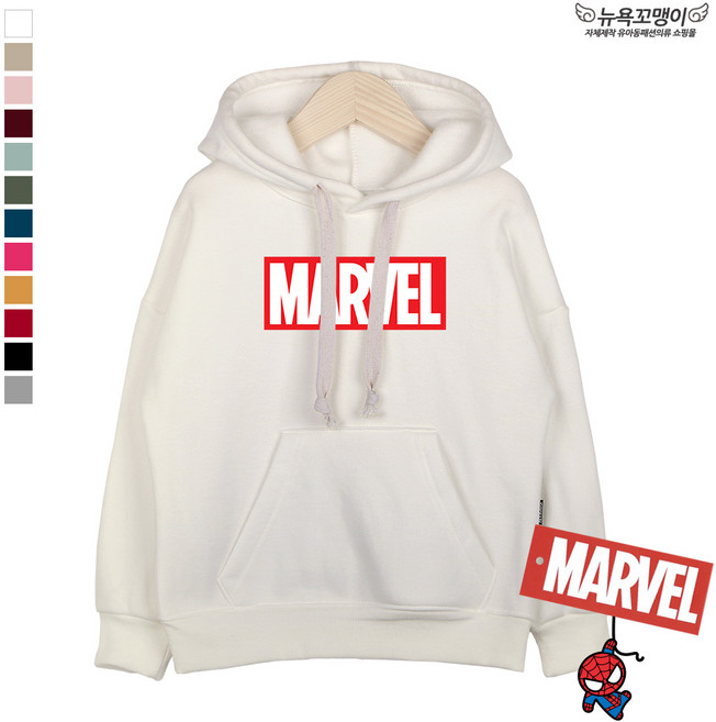 마블 오버핏 후드티(기모) P001 박스로고-아동 주니어