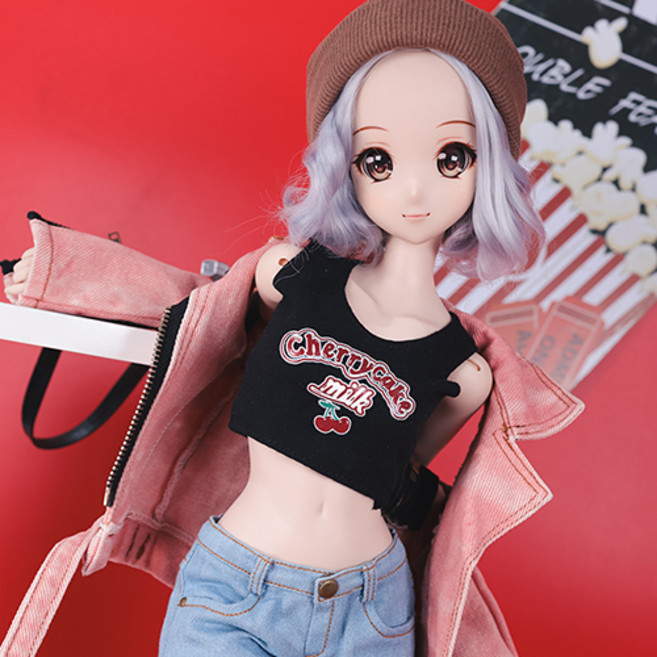 구체관절인형 옷 미니 탑 티셔츠 60cm SD 도리스돌, 블랙 (옷만 인형없음), 1개