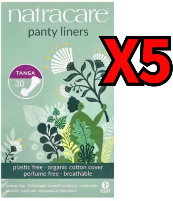 Natracare 팬티 라이너 유기농 면 커버 삼각팬티용 30개입 5 SET, 일반, 5개 - 쿠팡