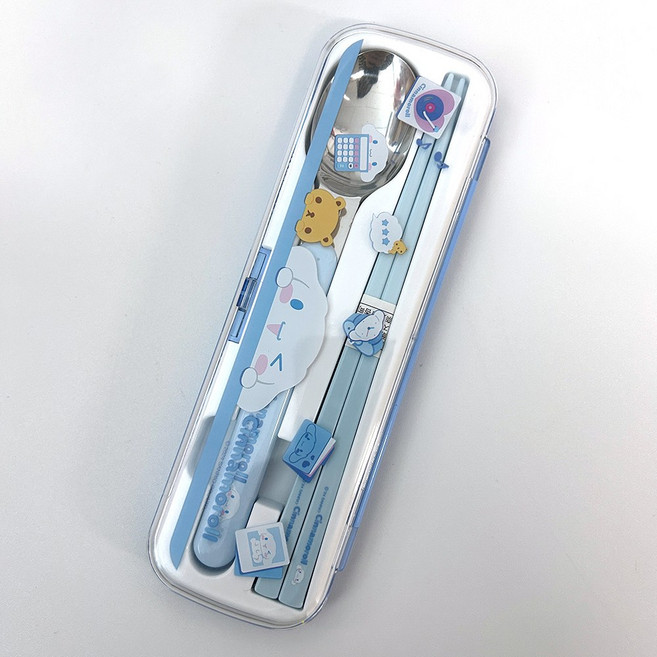 일본 정품 산리오 수저세트 도시락 젓가락 초등학생, 1개, 수저젓가락, 시나모롤