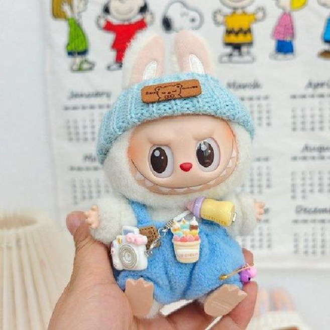 1대 2대 3대 라부부 큐티 옷 액세서리 라부부 멜빵바지 후드 캐릭터 카메라 세트, 세트3(멜빵바지+모자+캐릭터 카메라)