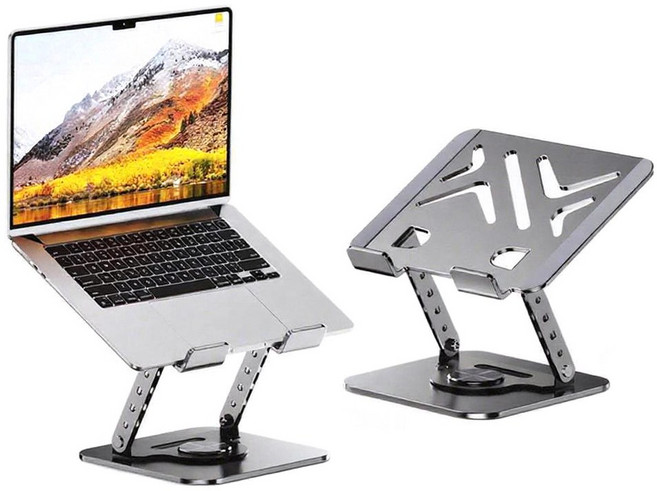 LA DERIVE 노트북 거치대 높이조절 360도회전 휴대용 노트북 메탈 알루미늄 거치대, 그레이