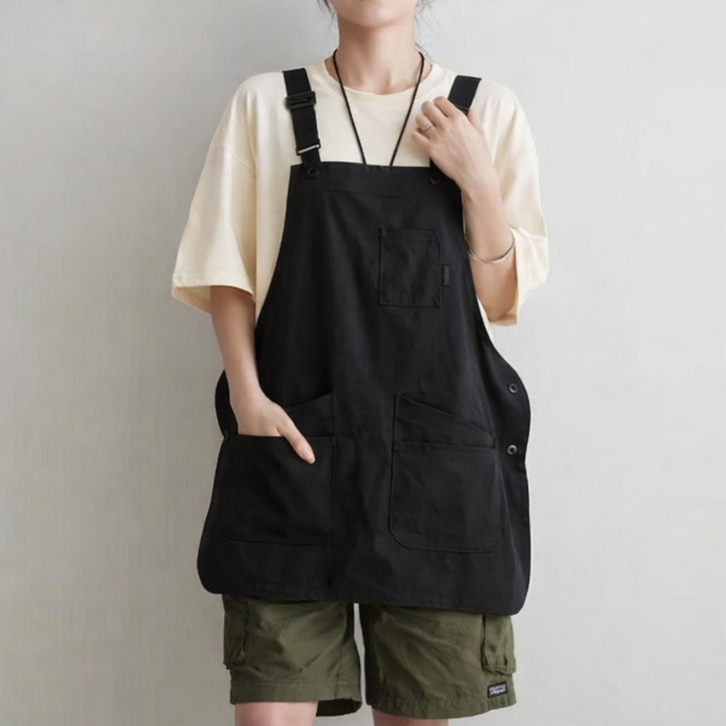 원여사 빅사이즈 양면 앞치마 방수, 1개, 블랙