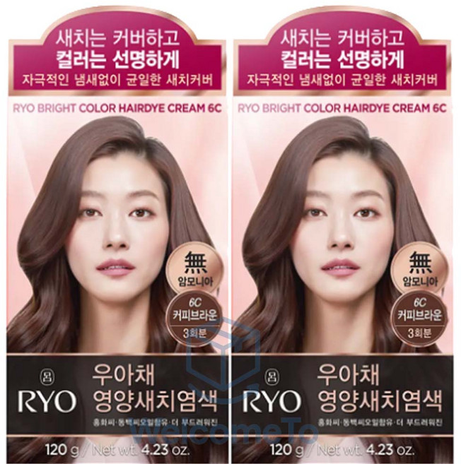 려 우아채 멋내기 새치크림 염색약 120g 1+1 흰머리염색 부분염색 뿌리염색, 6C 커피브라운, 2개