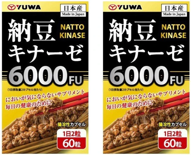 YUWA 낫토 키나아제 6000FU 캡슐, 2개, 60정 - 쿠팡