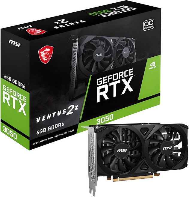 MSI 지포스 RTX 3050 벤투스 2X E OC D6 6GB, 1개