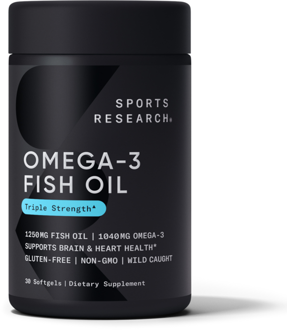 SPORTS RESEARCH 野生捕撈阿拉斯加明太魚 1040mg Omega-3魚油三倍強度軟膠囊, 30錠, 1個