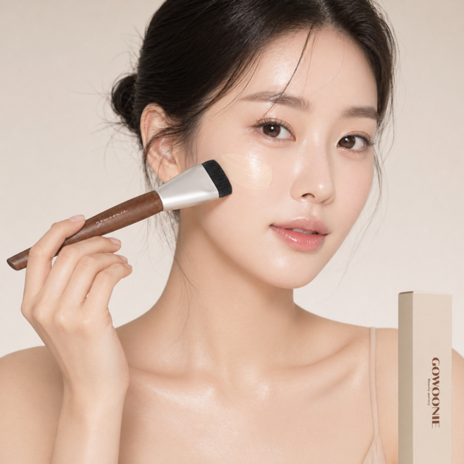 고우니 납작 파운데이션 브러쉬 파데붓, 모던실버, 1개