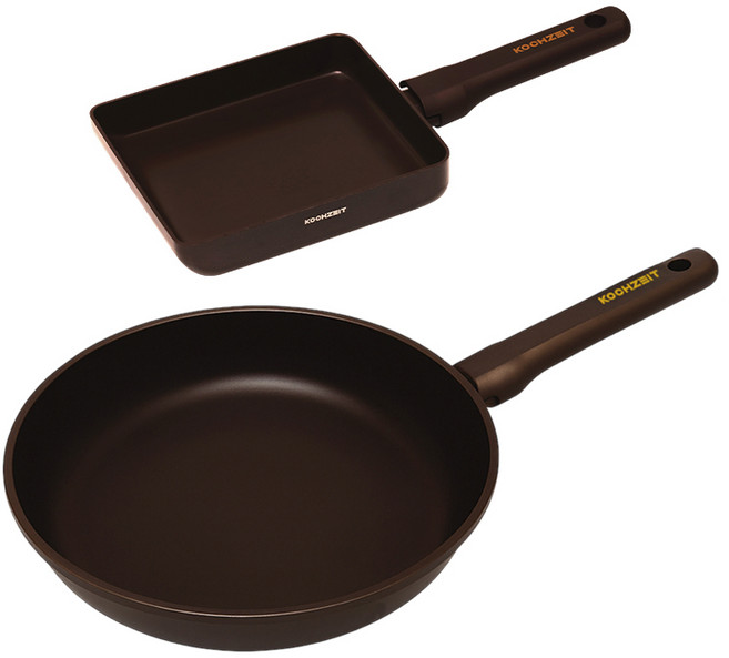 코젤 다이애나 인덕션겸용 세라믹코팅 프라이팬 계란말이팬 2종세트, 1세트, 사각프라이팬18x15cm+프라이팬28cm, 초코브라운