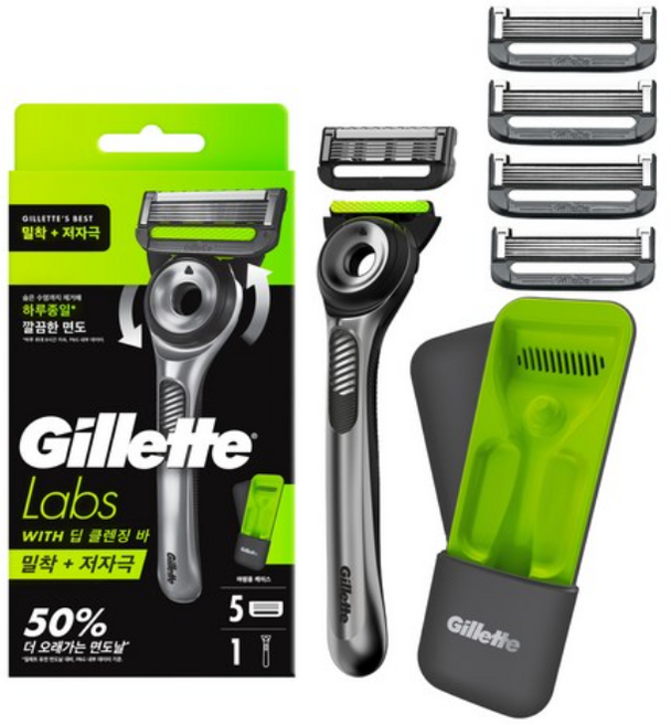 질레트랩스 딥클렌징바 면도기 세트 면도기 + 면도날 5p + 트래블케이스, 5P 9set, 1개