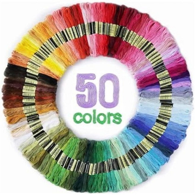 맥시 자수 실 팩당 50가지 색상 치실 8m 크로스 스티치 우정 팔찌 공예 무지개, 50 colors