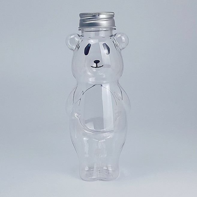 판다곰 보틀 350ml 공병 밀크티병 곰돌이 팬더 쥬스병 음료 어린이집 답례품, 브릿지캡 - 블랙, 1개