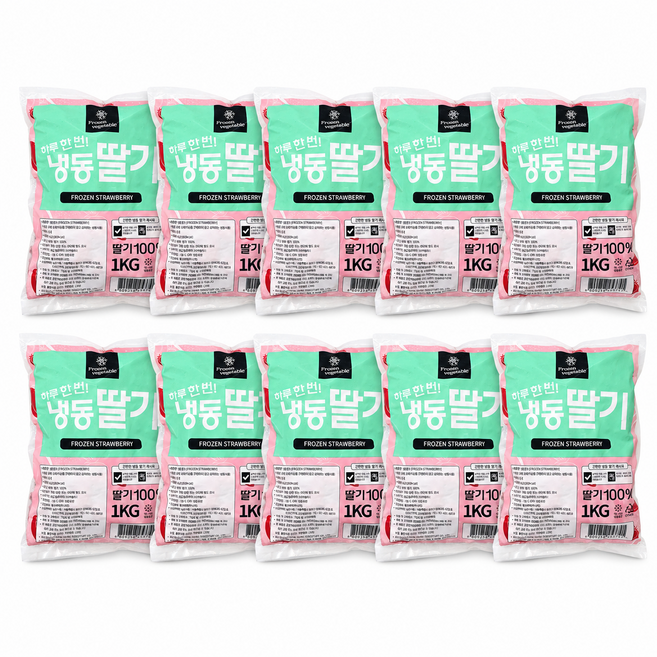 주스용 농우 냉동딸기, 10개, 1kg(주스용못난이)