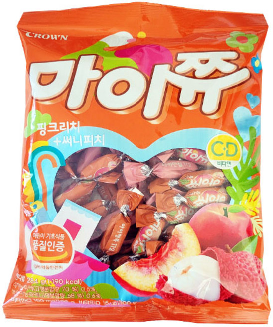 마이쮸필로우(대용량) 핑크리치+써니피치 284g, 2개