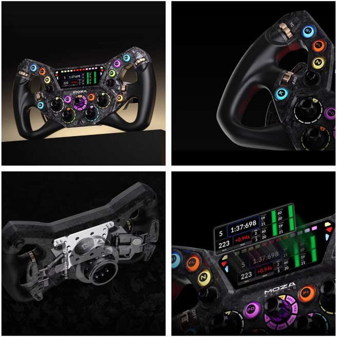 MOZA KS PRO 레이싱 휠 시뮬레이션레이싱 게임핸 2.99인치스크린 1670만색표시등 탄소섬유 UI의표, 1개, KS PRO 핸들