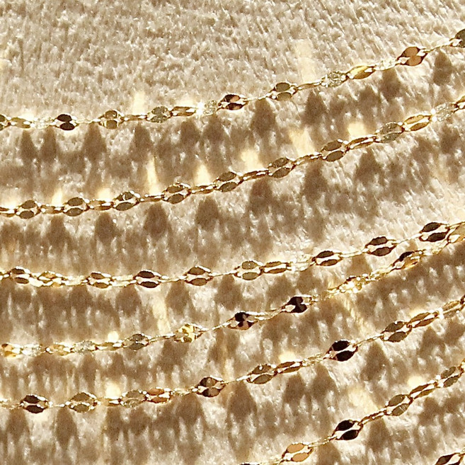 [준우젬] 18K GOLD 골드 반짝이 샤인 리프 체인 목걸이