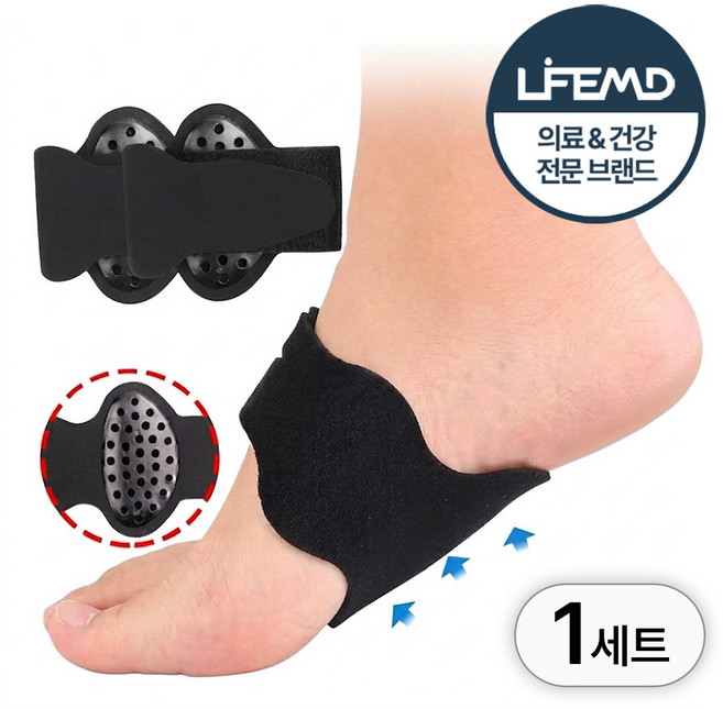 라이프엠디 실리콘 발아치 패드 좌우겸용 발바닥 아치 서포트 깔창 걸을때 편한 족저근막 풋패드 충격흡수 쿠션 푹신한 발패드 기능성 교정 아치 인솔, 1세트