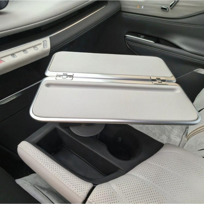 프리미엄 항공 알루미늄 차량용 초슬림 접이식 선반 테이블, 크림, 1개