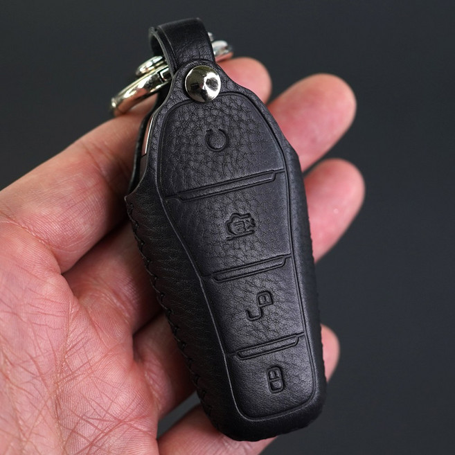 페레노 BYD 비야디 호환 차키 케이스 국내제작 스마트키 가죽 키홀더 키링 아토3 돌핀 씨라이언7 씰, PBYD01, 미네르바복스 블랙
