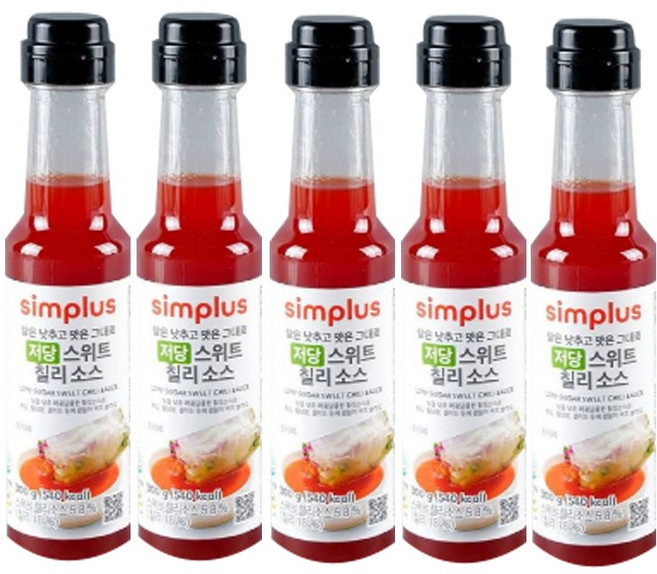 당을 확낮춘 저당 스위트칠리 소스, 5개, 300g