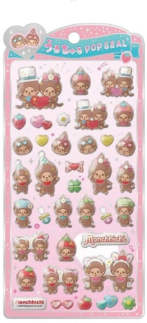 일본 정품 몬치치 봉봉드롭 스티커 3D 입체스티커, 1개, 핑크