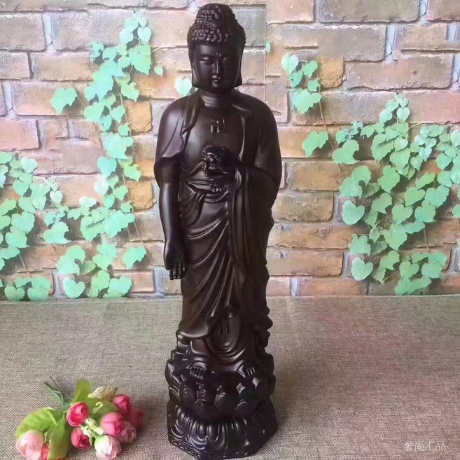 【臺灣出貨】黑檀木 彌陀佛木雕擺件 40公分