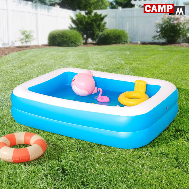 캠프엠 야외 아기 에어 풀장 소형 간이 물놀이 수영장 튜브 실내 수영 미니 이동식 볼풀장 베란다 물풀장 가정용 워터파크 용품 볼풀 조립식 접이식 #쿠션에어풀장 79510147DJA, 1개