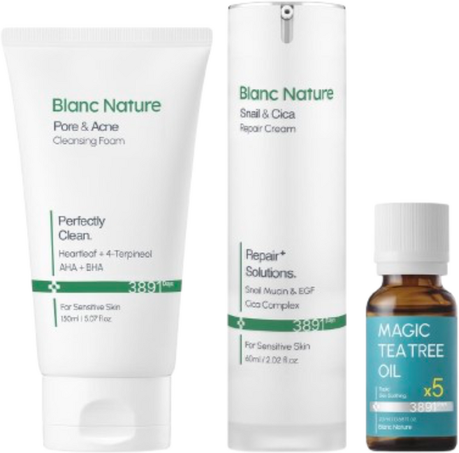 블랑네이처 급속진정 3종세트 (폼클렌징 시카크림 티트리오일), 1세트, 230ml