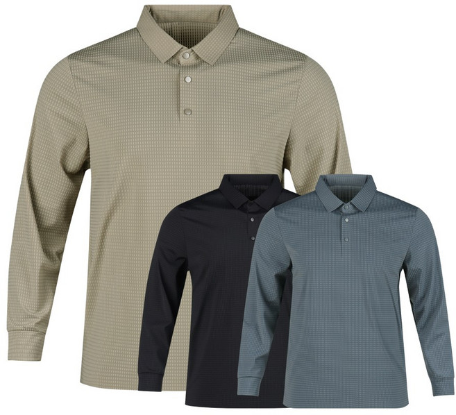 럭스골프 남성 엠보 패턴 카라 긴팔티셔츠 BLU25S405