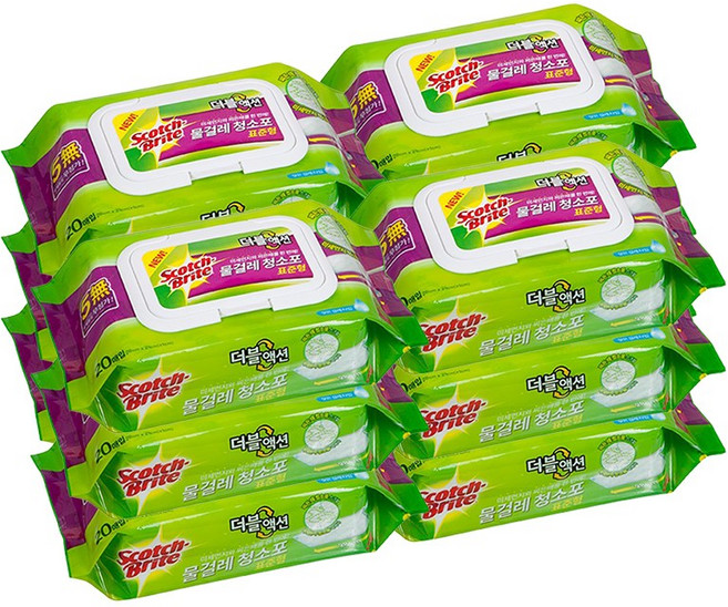 3m 청소포 물걸레청소포 더블액션플러스 표준형 20매, 12개