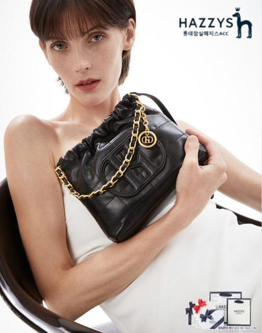 [백화점 정품] 헤지스 ACC [인기신상] HIBA4F553BK 여성 H패치 블랙 레더 퀼팅 체인 미니크로스백