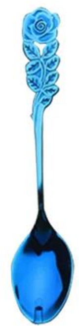 1개 스테인리스 스틸 장미 모양 꽃 손잡이 커피 차 작은 교반 아이스크림 디저트 세트 주방용 다채로운 수, 03 Blue