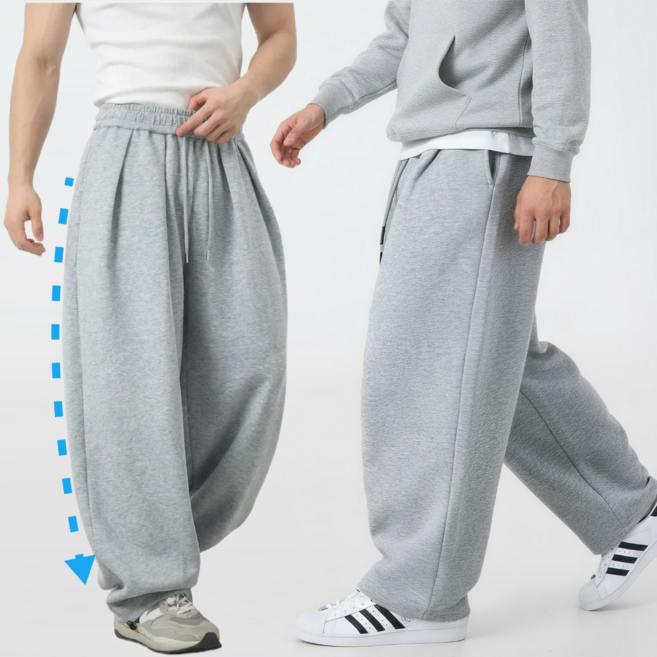 이루이 남성 세미커브드 와이드 트레이닝 바지 루즈핏 팬츠