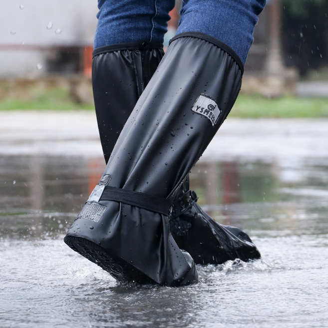 방수 신발커버 레인슈즈커버 미끄럼방지, 블랙, 1개