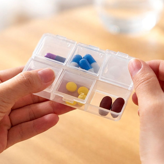누픽 국산 휴대용 알약 케이스 투명 미니 약통, 3개