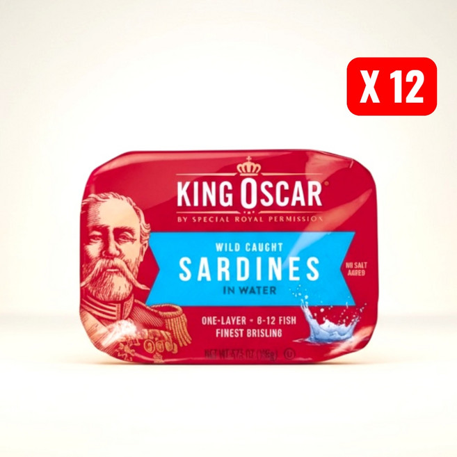 King Oscar 野生捕撈 水煮無鹽沙丁魚, 106g, 12個