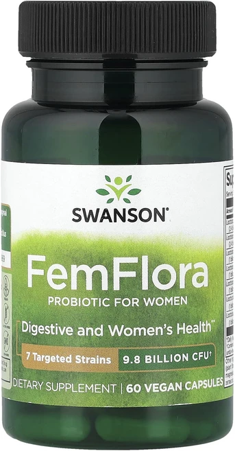 단백질 비타민 철분 마그내슘 칼슘 Swanson 펨플로라 여성용 프로바이오틱 98억CFU 비건 캡슐 60정 고루고루섭취해주세요, Swanson펨플로라여성용프로바이오틱98억CFU비건캡슐, 1개 - 쿠팡