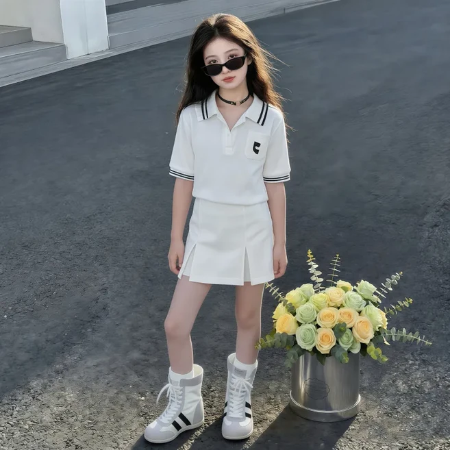 큐엘아리아 여아 힙스터 주니어 초등생 상하복세트 폴로 테니스복 초중생 치마반바지 트레이닝 운동복