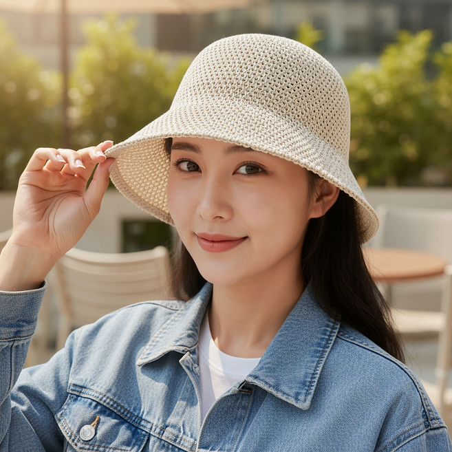 YIEUN 시원한 벌집패턴 모자 썬햇 벙거지 자외선차단 넓은 챙 모자