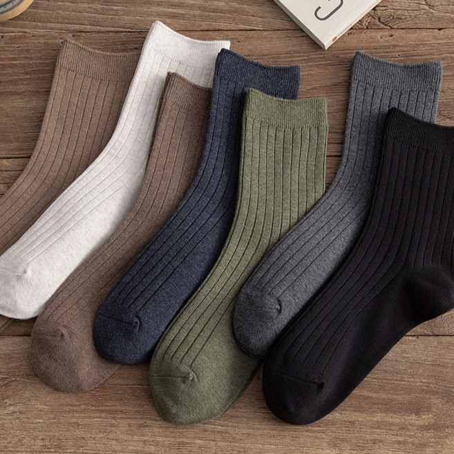 Banjiwu 남성 양말 순색 겨울 양말 중목 양말 장목 양말 중목 양말 운동 양말 무압박 양말 면 양말 5족 세트