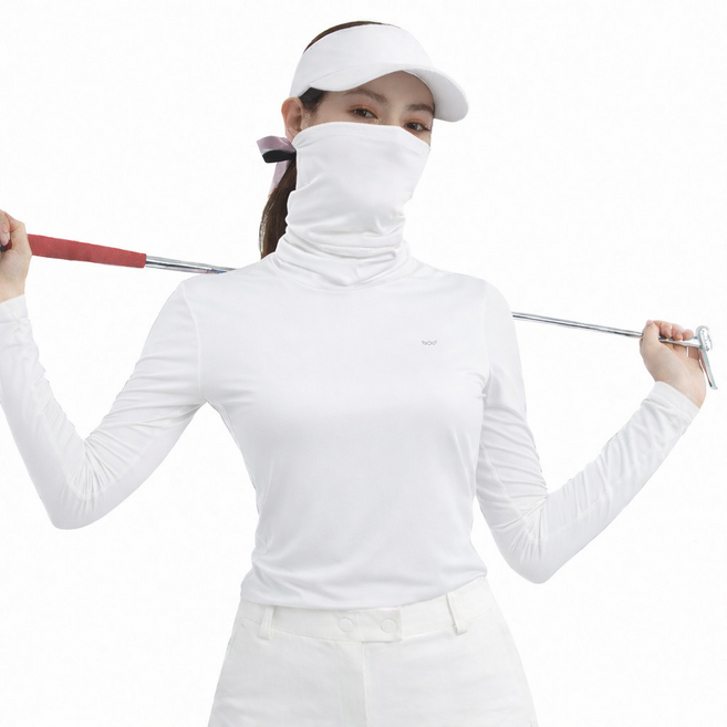 아소트 스포츠 아웃도어 프리미엄 골프이너 쿨링 여성 마스크 일체형 긴팔 티셔츠