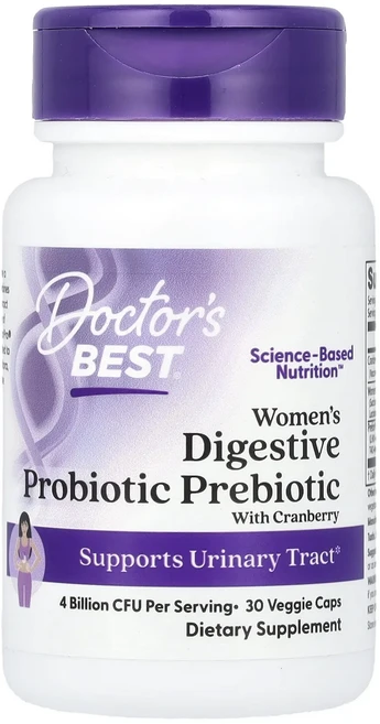 단백질 비타민 철분 마그내슘 칼슘 Doctor's Best 여성용 소화 프로바이오틱 프리바이오틱 크랜베리 함유 40억CFU 베지 캡슐 30정 고루고루섭취해주세요, DoctorsBest여성용소화프로바이오틱프리바이오틱크랜, 1개 - 쿠팡
