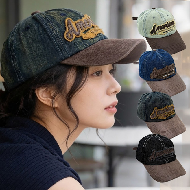 미다미 아메리카나 오리지널 데님스타일 패치드 볼캡 (4컬러)