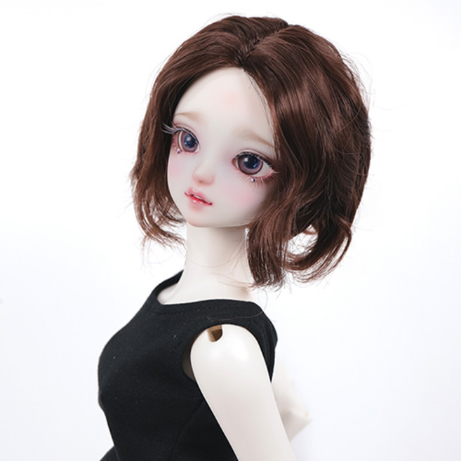 구체관절인형 가발 웨이브 단발 7-8인치 42cm급용 MSD 도리스돌30, 블랙 (가발만 인형미포함), 1개