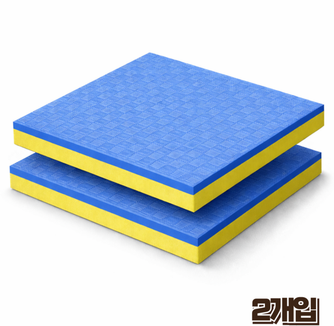 홈앤힐링 두꺼운 체육관 매트 100x100cm 25T 대형 퍼즐매트, 2개, 블루/옐로우(양면)