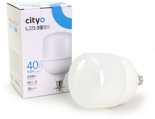 씨티오 LED 크림벌브 40W 주광색 E26 6500K, 1개