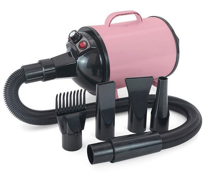 寵物美容吹水機 2100W 大功率 寵物吹風機 乾濕兩用 靜音降噪 附多種噴嘴, 粉色, 1個