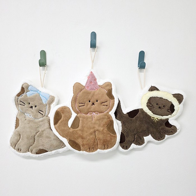 브라운 고양이 냥냥이 주방타올 3종 세트, 1개, 혼합색상