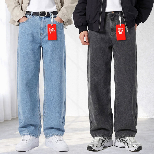 남자 세미와이드 밴딩 청바지 빅사이즈