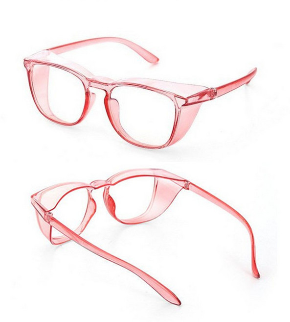 1p/2p 밀폐형 뿔테 눈보호 안경 꽃가루 고글 방역 보안경 페이스 가드 안전, 핑크, 핑크, 1개
